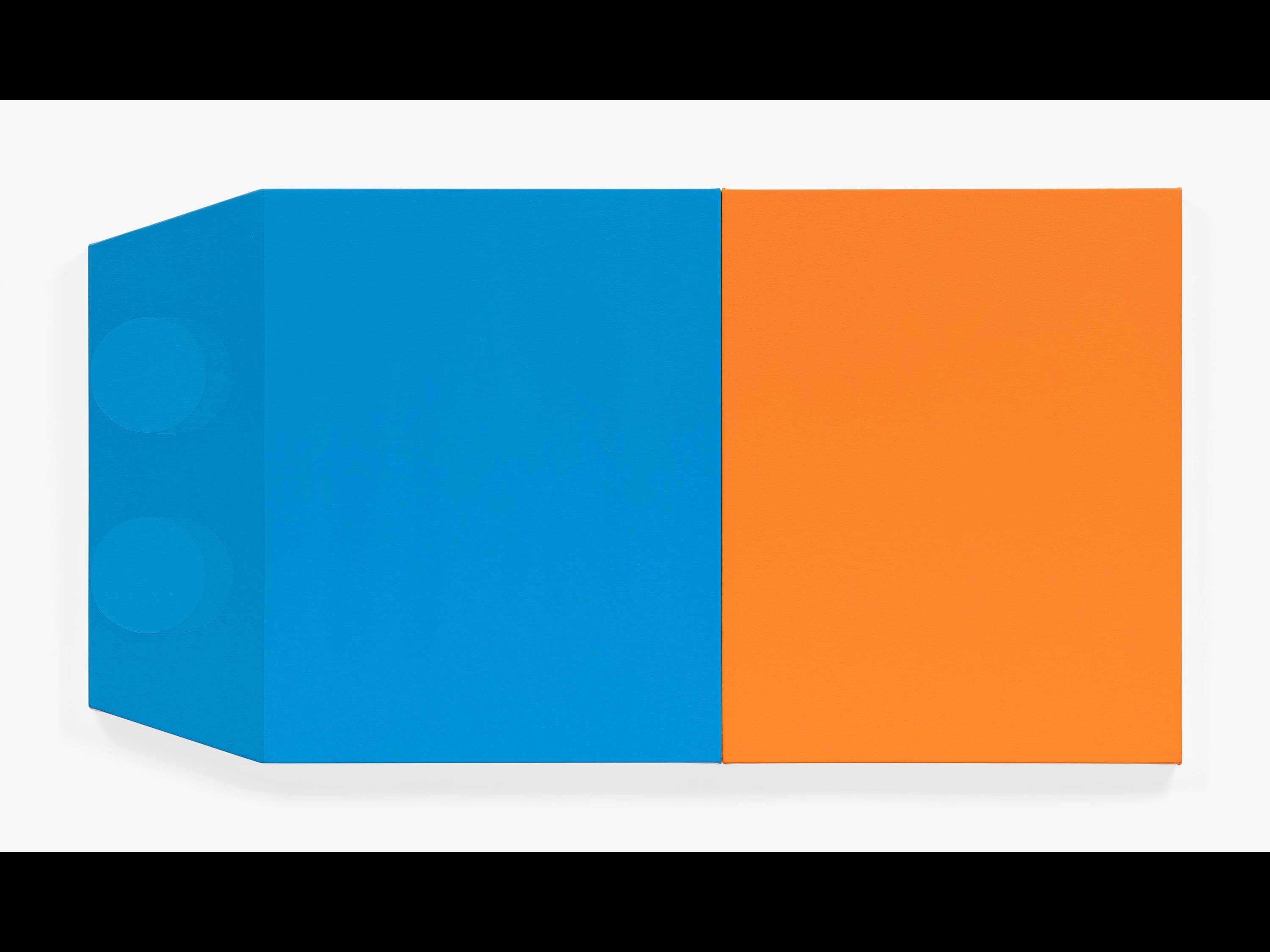 Shawn Powell, Blue and Orange Monochrome Diptych , 2026, acrylic on canvas 20 x 38 inches