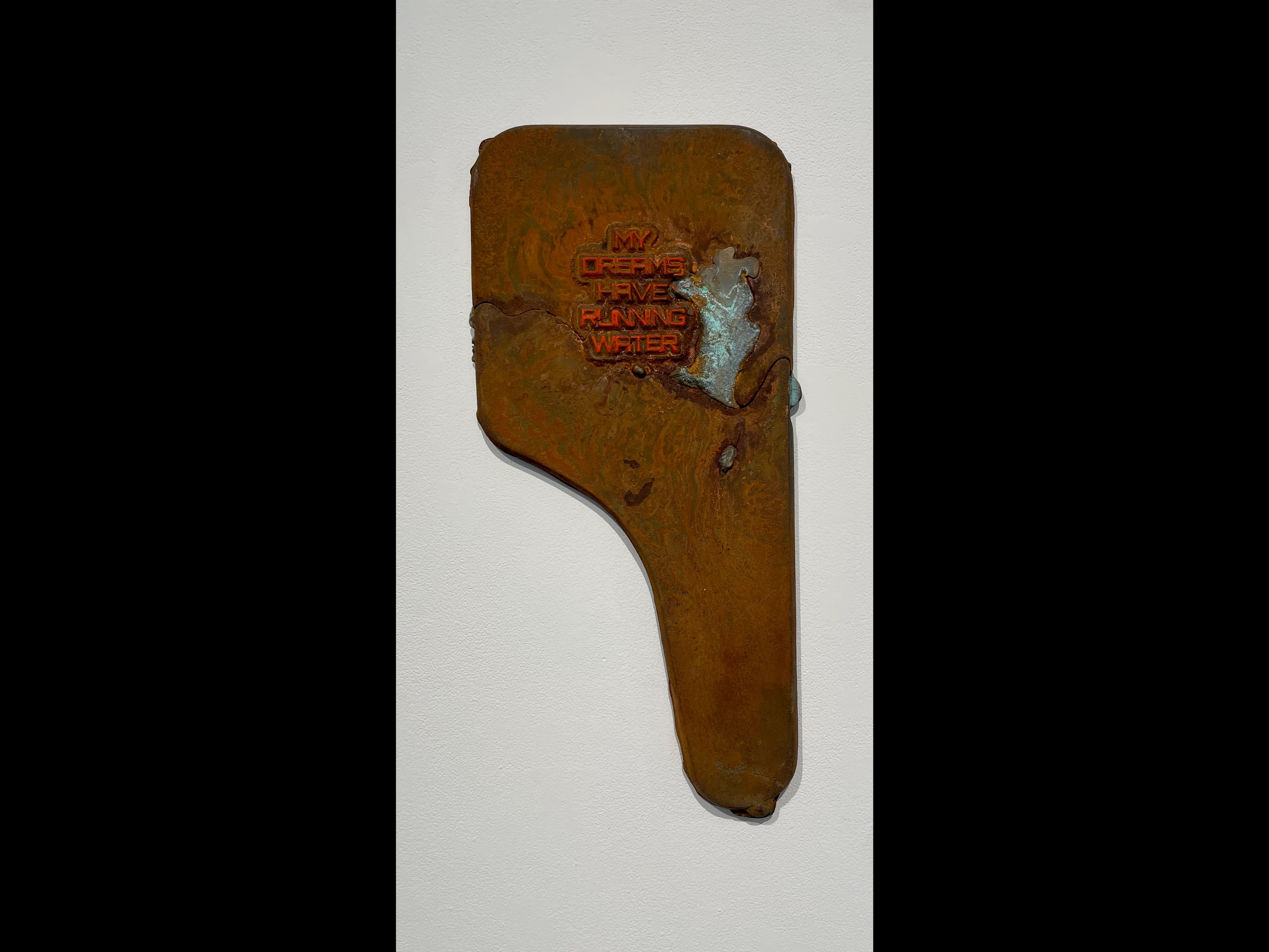 All Once the Same Mountain (My Dreams Have Running Water), by Dylan Ethan Collins, Cast Iron, Cast Bronze, Paint 2025