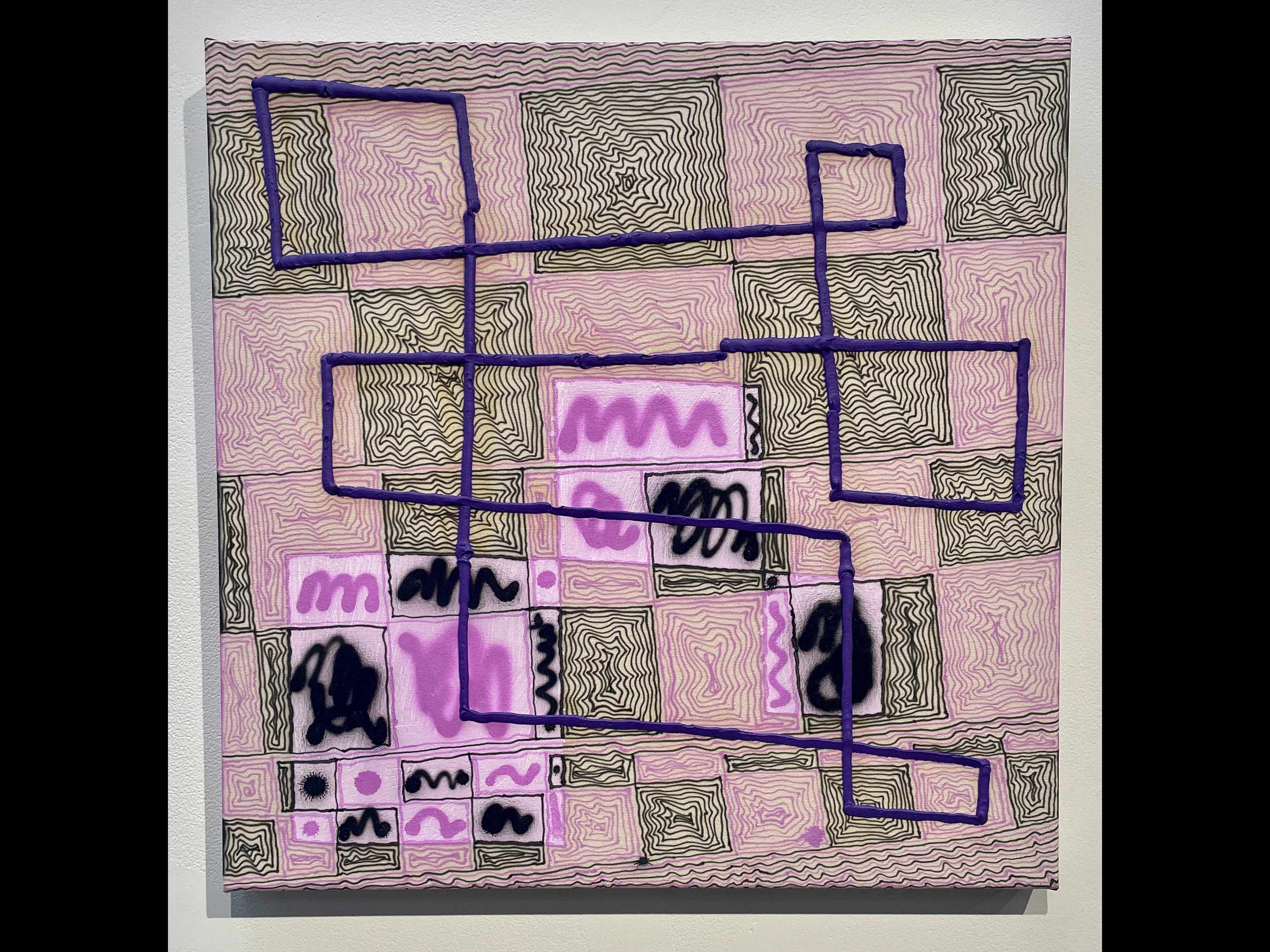 Trips, Falls, by Trudy Benson, 2024, Acrylic and oil on canvas, 24 x 24 inches