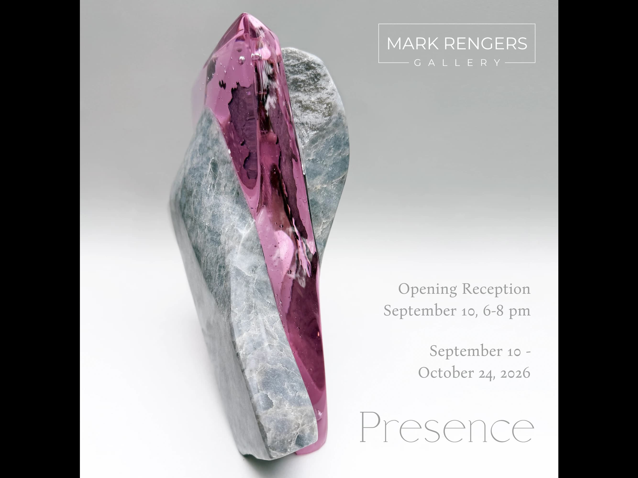 Cover art for exhibition: Presence, opening reception September 10, 6-8 pm.