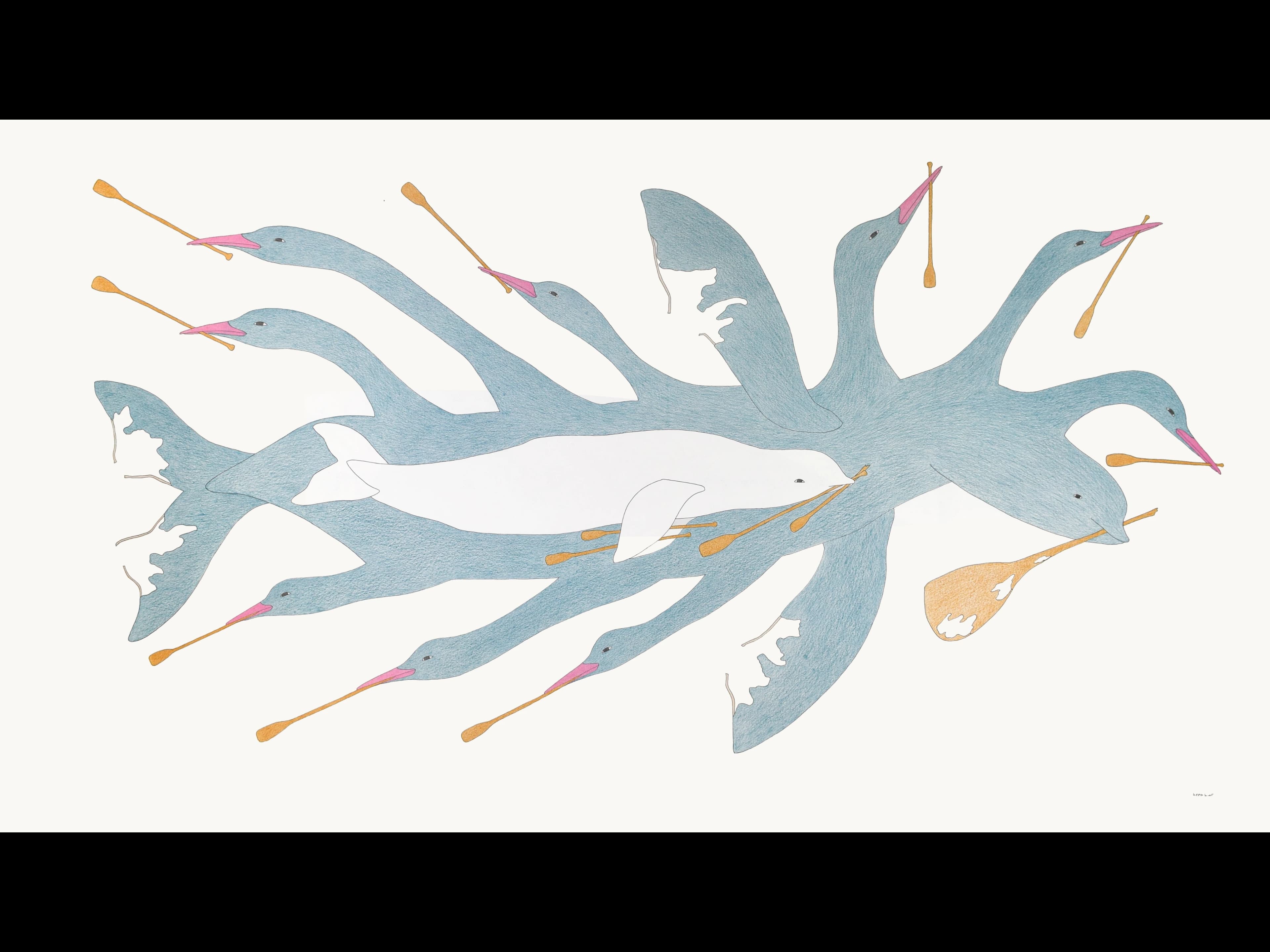 Qavavau Manumie, Untitled (072-2961), 2023. Colored pencil, ink on paper 50 x 86 inches