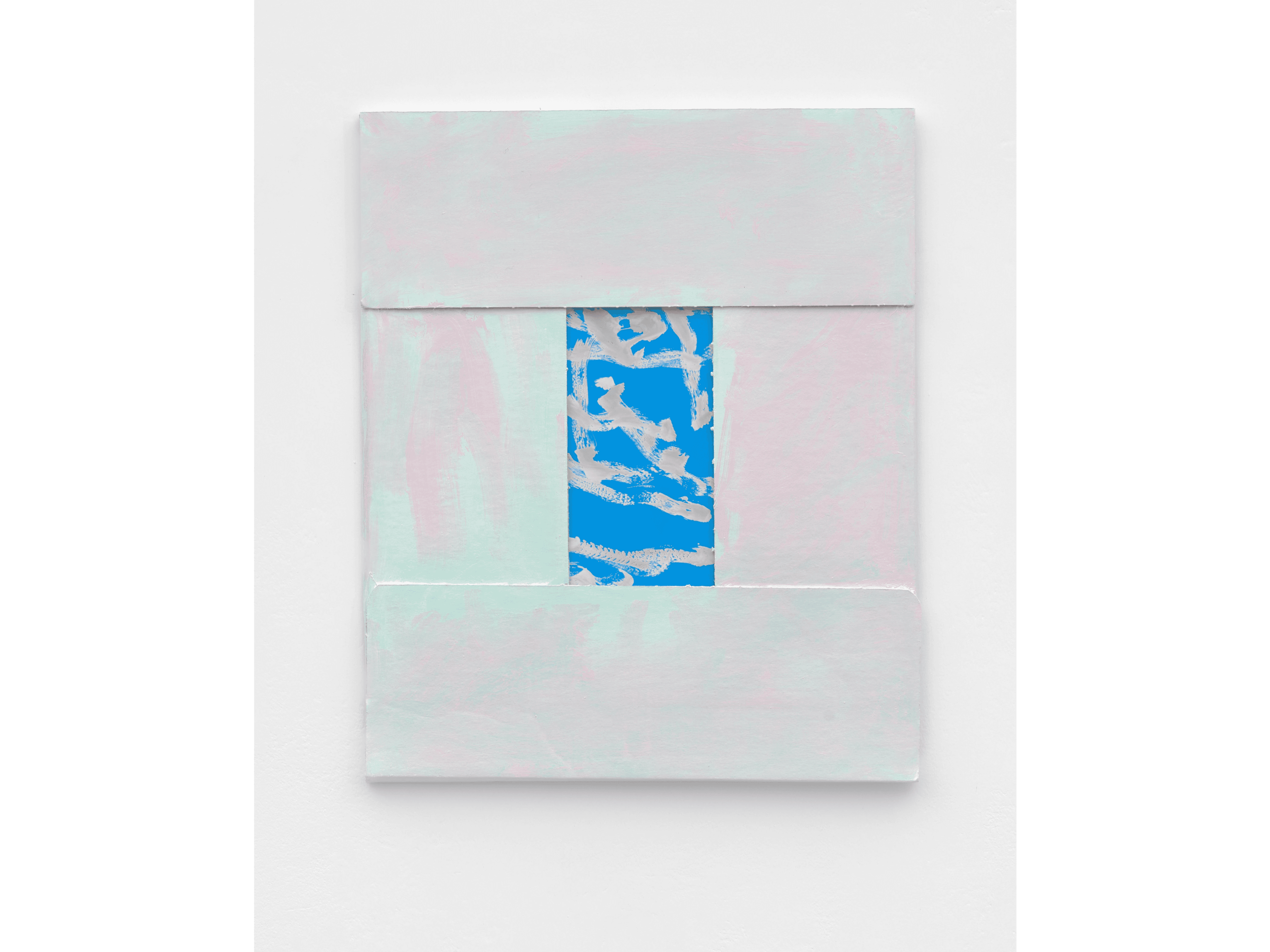 Fergus Feehily, The Gates, 2025. Oil on cardboard and enamel on plastic, 11 × 9 1/4 in. Courtesy the artist and Misako & Rosen.