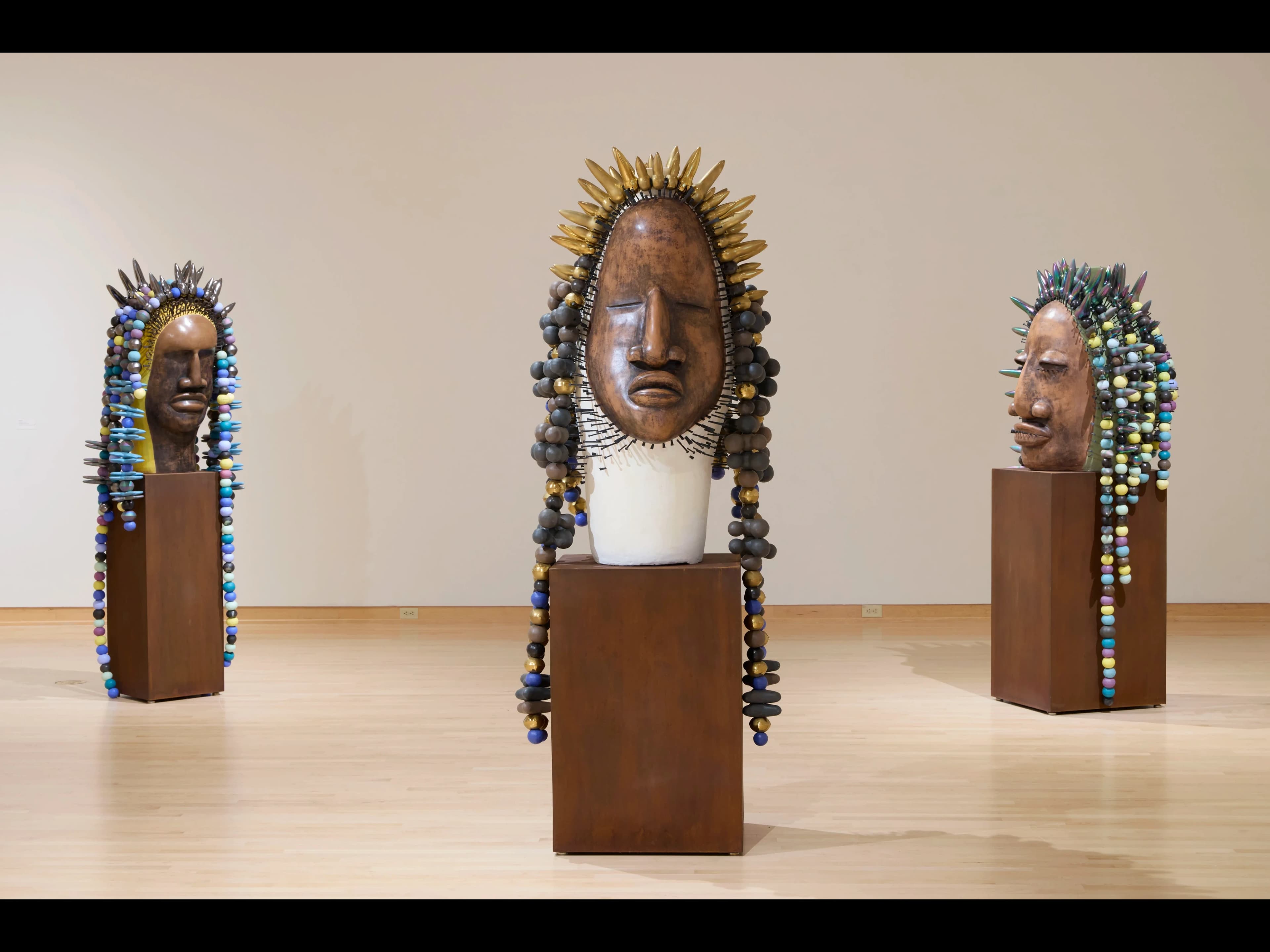 Crown Series installation view, (from left) Crown Series: Iris, 2024, Crown Series: Sadie, 2024, Crown Series: Opal, 2024; Photo: Kohler Co., courtesy of John Michael Kohler Arts Center.